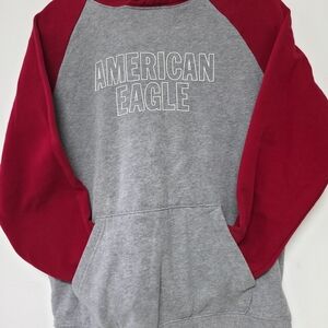 American Eagle Super Soft Red and Gray Hoodie